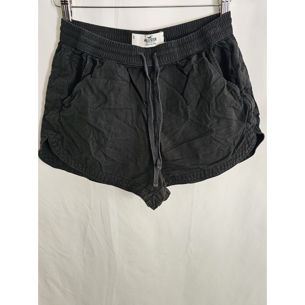 Hollister Women’s Ultra High-Rise Black Drawstring Shorts Size Small